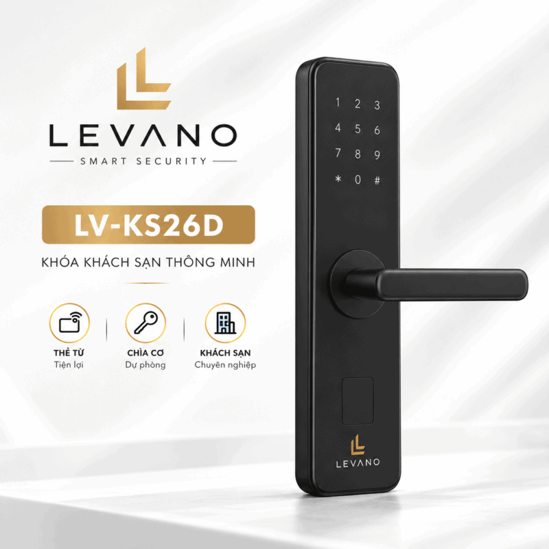 Khóa khách sạn thông minh Levano LV-KS26D với bàn phím số hiện đại.