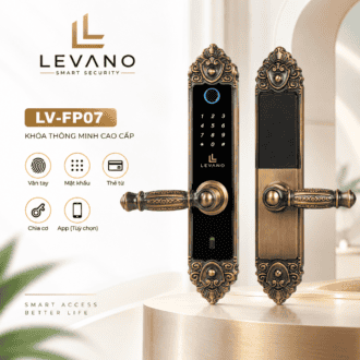 Khóa vân tay Levano LV-FP07 cho cửa gỗ, thiết kế cổ điển sang trọng.