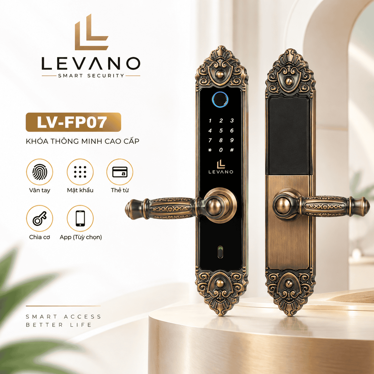 Khóa vân tay Levano LV-FP07 cao cấp Khóa vân tay Levano LV-FP07 cao cấp