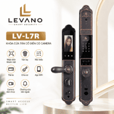 Khóa vân tay Levano LV-L7R với camera và thiết kế cổ điển.