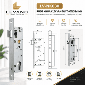Ruột khóa vân tay thông minh LV-NK030 phù hợp cửa nhôm kính, sắt, nhỏ gọn, dễ lắp đặt.