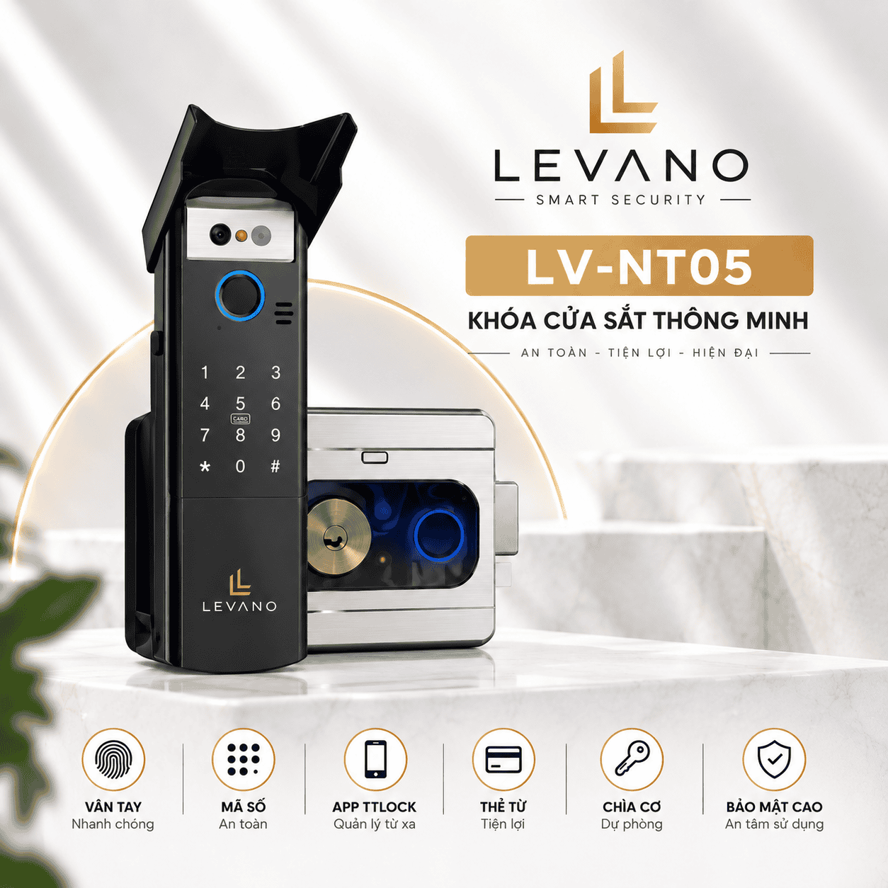 Khóa vân tay Levano LV-NT05 cao cấp Khóa vân tay Levano LV-NT05 cao cấp