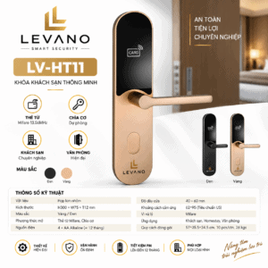 Khóa khách sạn thông minh Levano LV-HT11 với thẻ cảm ứng và chìa cơ.