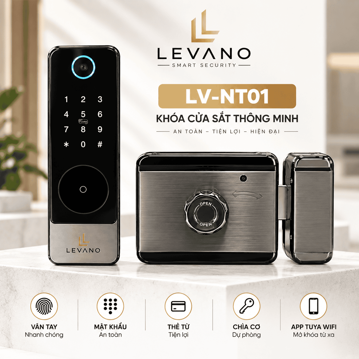 Khóa vân tay Levano LV-NT01 cao cấp Khóa vân tay Levano LV-NT01 cao cấp