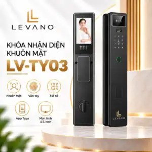 Khóa nhận diện khuôn mặt Levano LV-TY03 màu đen, mặt ngoài và mặt trong có màn hình