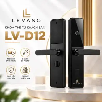 Khóa thẻ từ khách sạn Levano LV-D12 màu đen, mặt ngoài và mặt trong