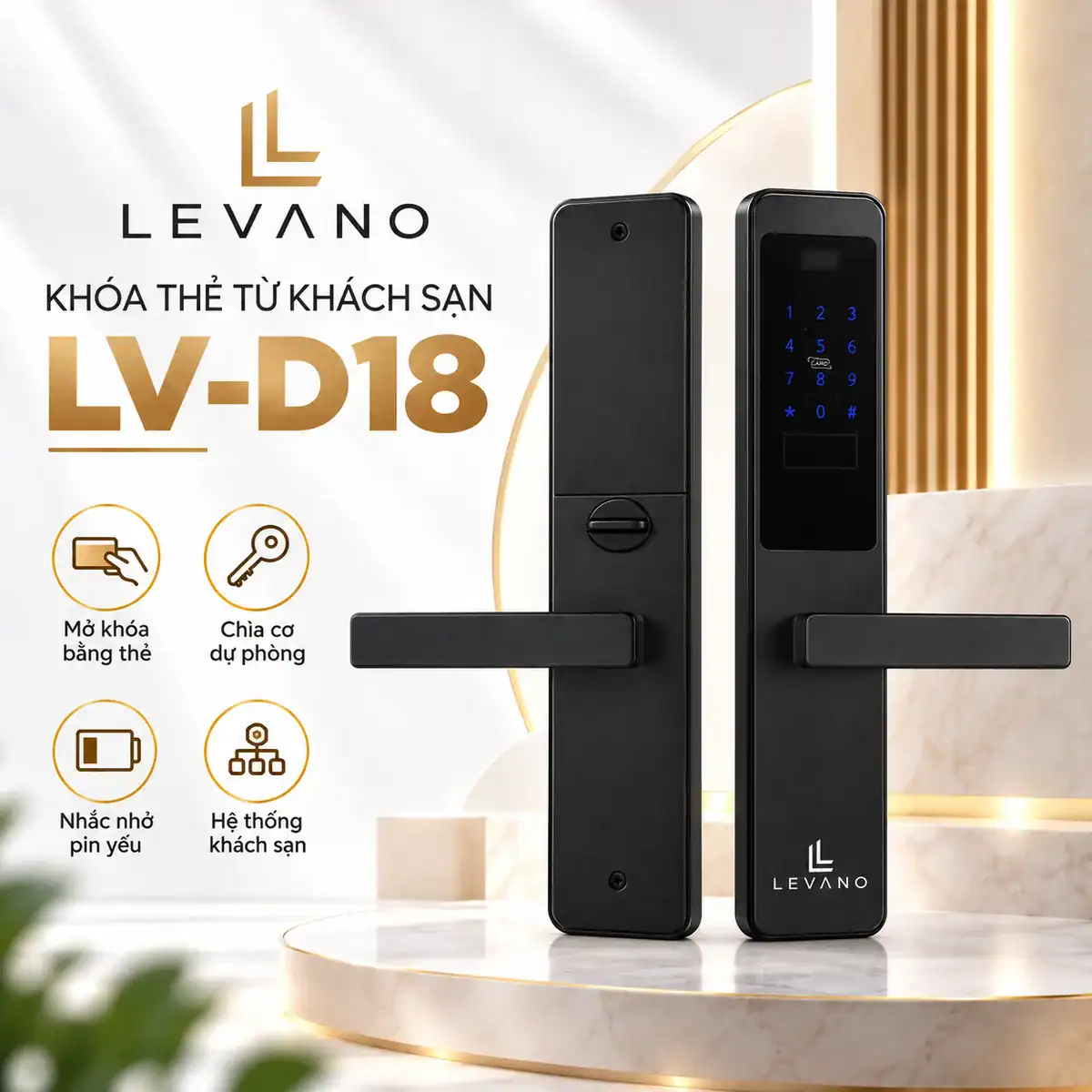 Khóa thẻ từ khách sạn Levano LV-D18 Khóa thẻ từ khách sạn Levano LV-D18