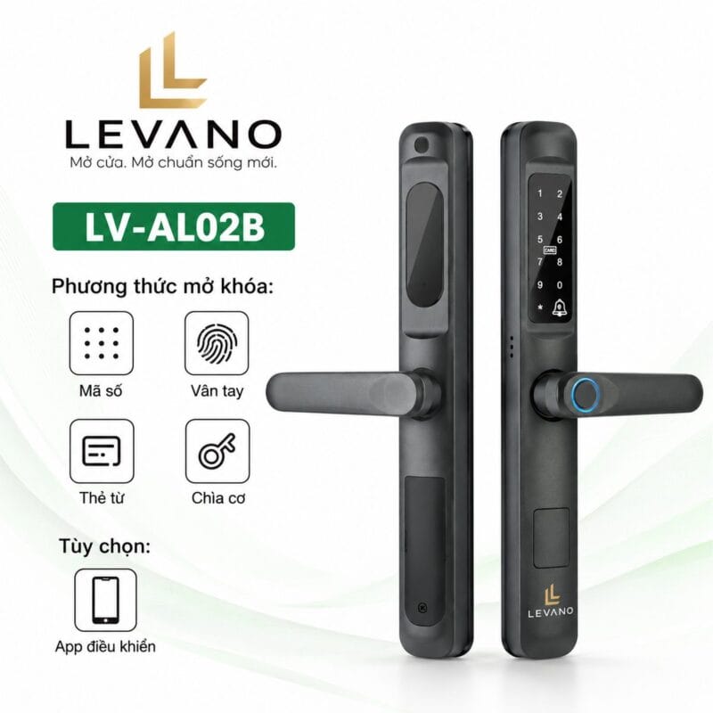 Khóa vân tay cửa nhôm Levano LV-AL02-B