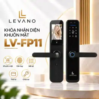Khóa vân tay nhận diện khuôn mặt Levano LV-FP11 màu đen, mặt ngoài và mặt trong